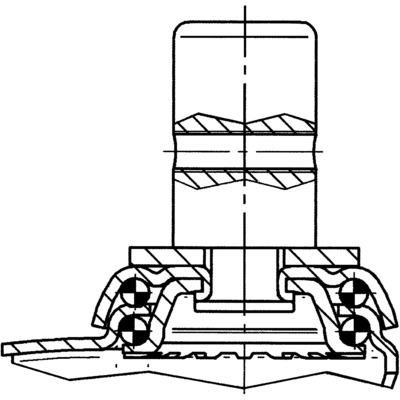Roata pivotanta cu janta din tabla din otel 125x32mm - Schita 2